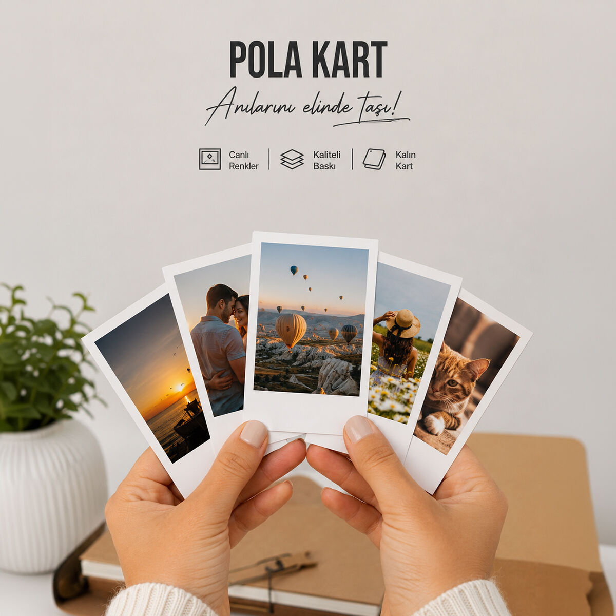 5x7,5 cm Pola Kart Mini Fotoğraf Baskı (10 Adet)