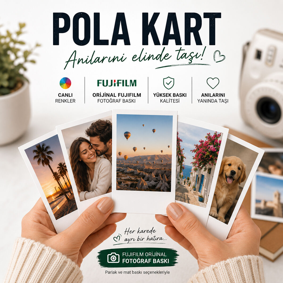 5x7,5 cm Pola Kart Mini Fotoğraf Baskısı (25 Adet)