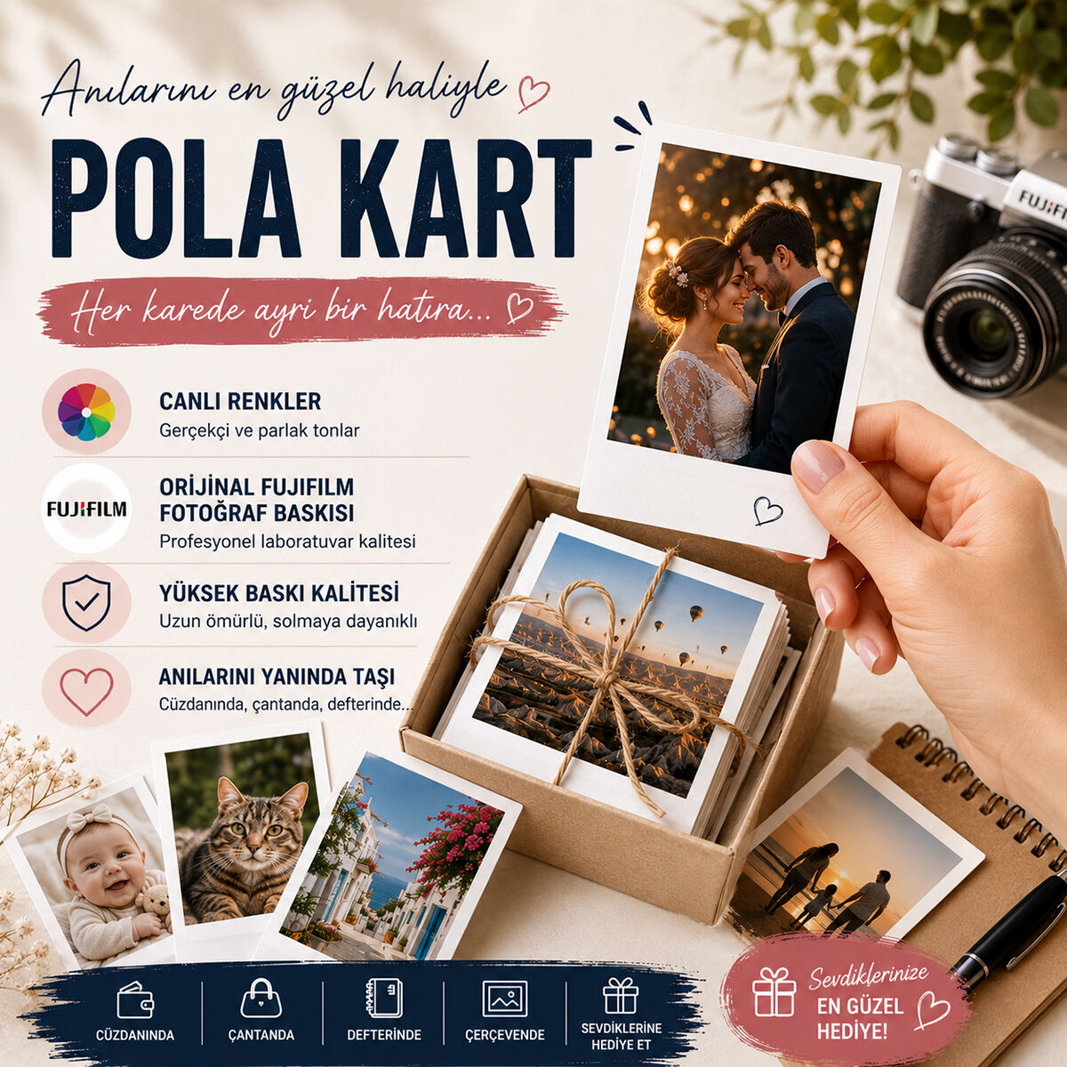 6x9 cm Pola Kart Mini Fotoğraf Baskısı (25 Adet)